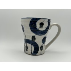 Krus / Hvid, Bl Blomster Og Cirkler