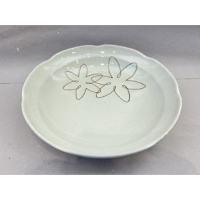 Skl / Hvid, Brune Blomster Motiv