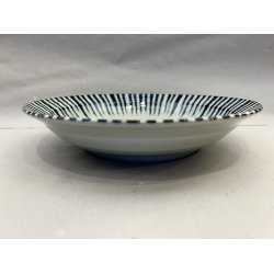 Skl / Hvid, Bl Stribet Kant