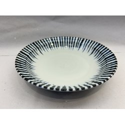 Skl / Hvid, Bl Stribet Kant