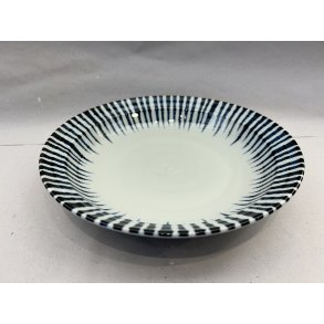 Sk�l / Hvid, Bl� Stribet Kant