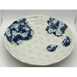 Skl / Hvid, Bl Kirsebrblomster