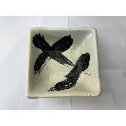 Firkantet Sojaskl / Hvid, Sorte Penselstrg 