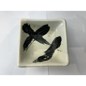 Firkantet Sojask�l / Hvid, Sorte Penselstr�g 