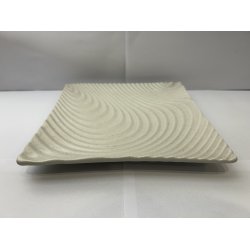 Firkantet Tallerken / Hvid, Blget Tekstur