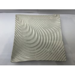 Firkantet Tallerken / Hvid, Blget Tekstur