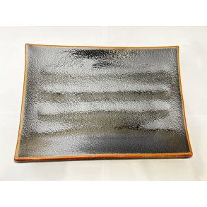 Rektangul�r Tallerken / Sort, Brun Kant