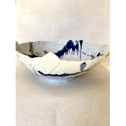 Stor Skl / Hvid, Bl Striber