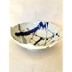 Stor Skl / Hvid, Bl Striber