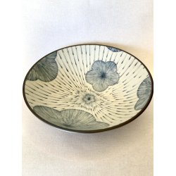 Skl / Hvid, Lysebl Blomster