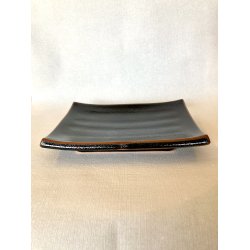 Rektangulr Tallerken / Sort, Brun Kant