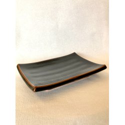 Rektangulr Tallerken / Sort, Brun Kant