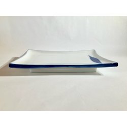 Rektangulr Tallerken / Hvid, Bl Bambus