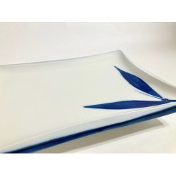 Rektangulr Tallerken / Hvid, Bl Bambus