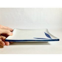 Rektangulr Tallerken / Hvid, Bl Bambus